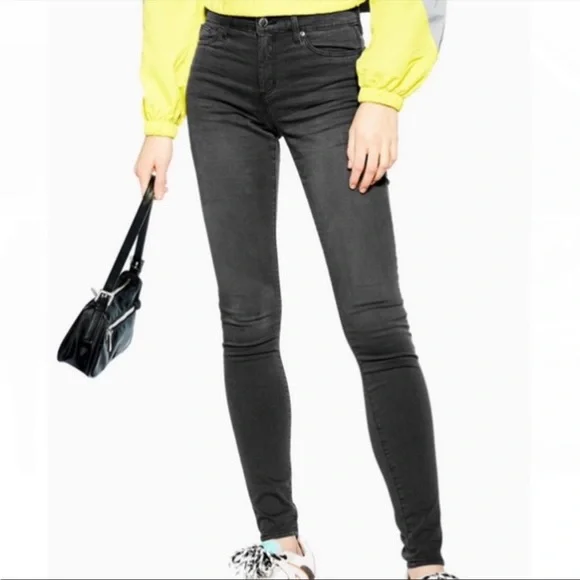 Topshop Jeans Topshop Moto Leigh Skinny Jeans Charcoal Washed